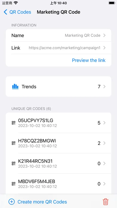 Ảnh chụp màn hình của QRLinks: QR code generator