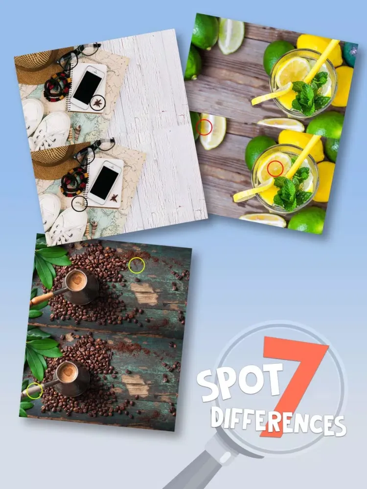 Capturas de tela do Spot differences . Brain games iPad 