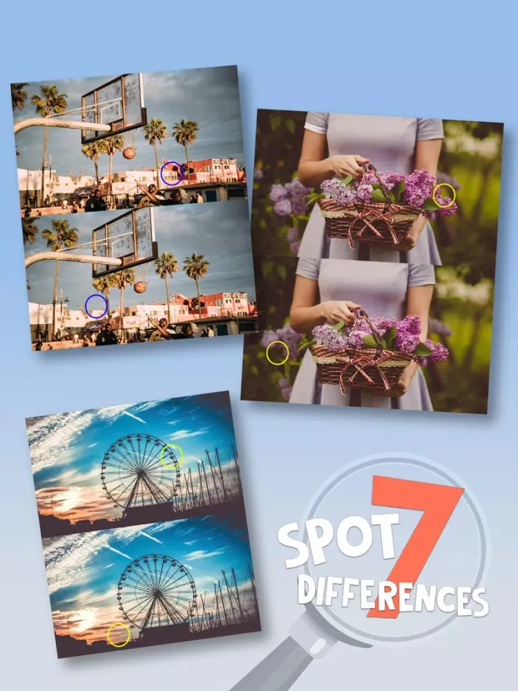 Capturas de tela do Spot differences . Brain games iPad 