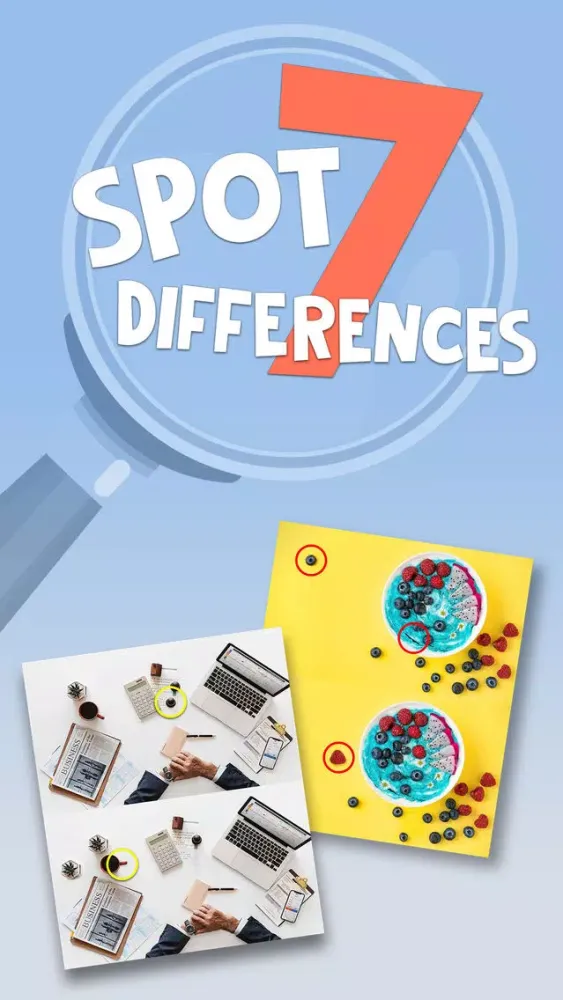 Capturas de tela do Spot differences . Brain games