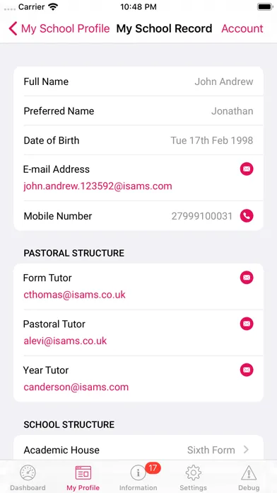 Zrzuty ekranu iStudent App