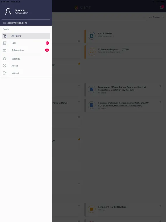 Ảnh chụp màn hình của Kube Workflow iPad 