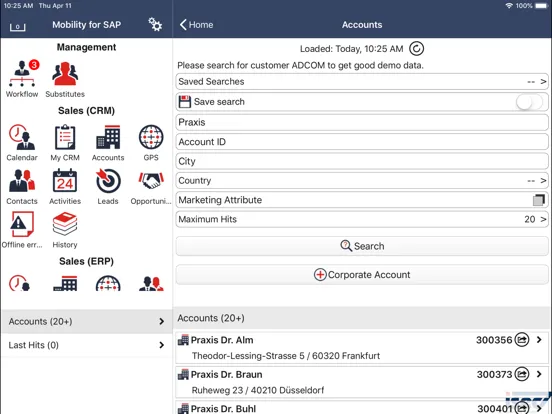ISEC7 for SAP® solutions (MI) iPad  Screenshots