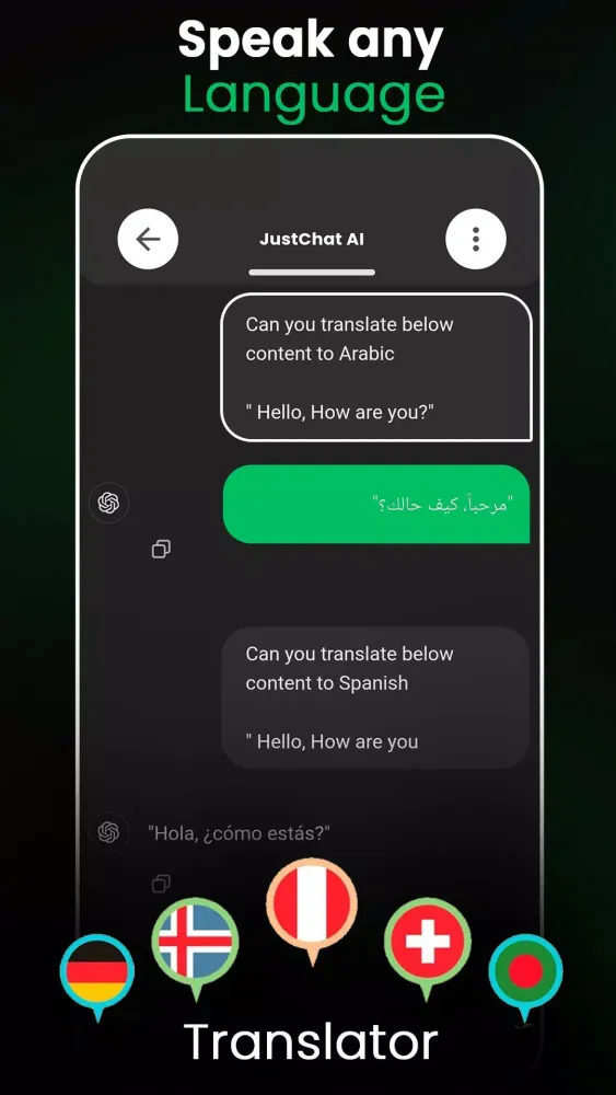 JustChat: Chatbot AI Assistant Screenshots