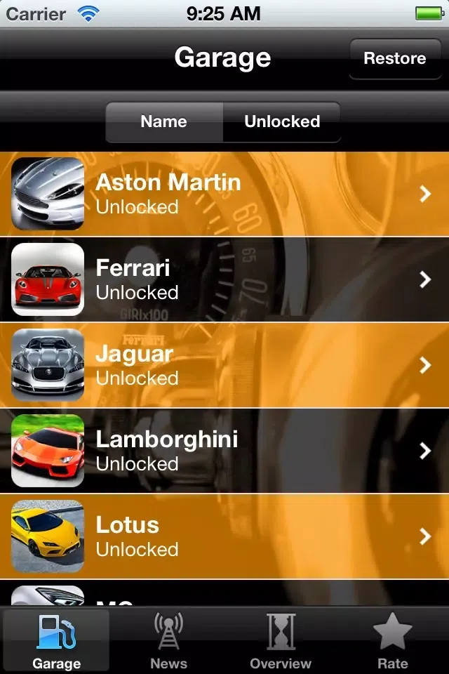 Tangkapan skrin Sports Cars+