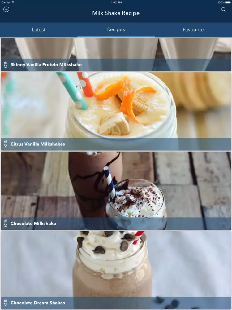 Milk Shake Recipes - Homemade iPad  Screenshots