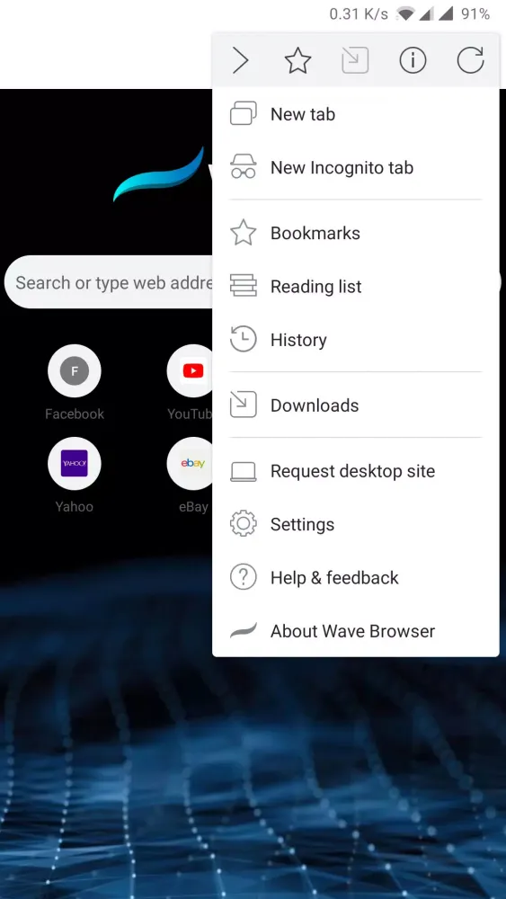 Capturas de pantalla de Wave Browser