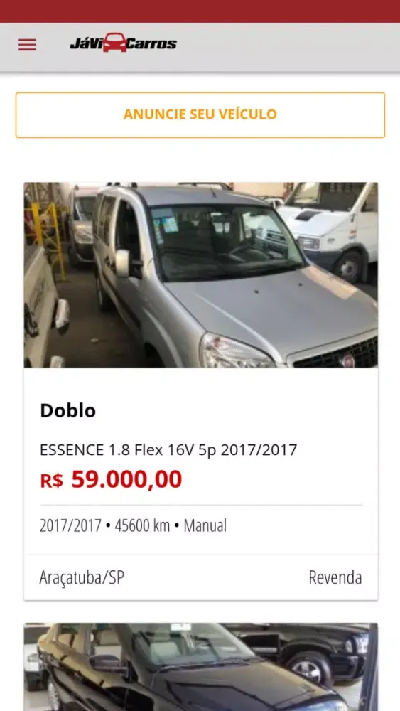 Tangkapan layar JáVi Carros