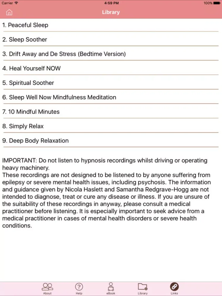 Peaceful Sleep Hypnosis Full Version iPad  Screenshots