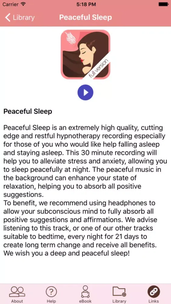 Peaceful Sleep Hypnosis Full Version Screenshots