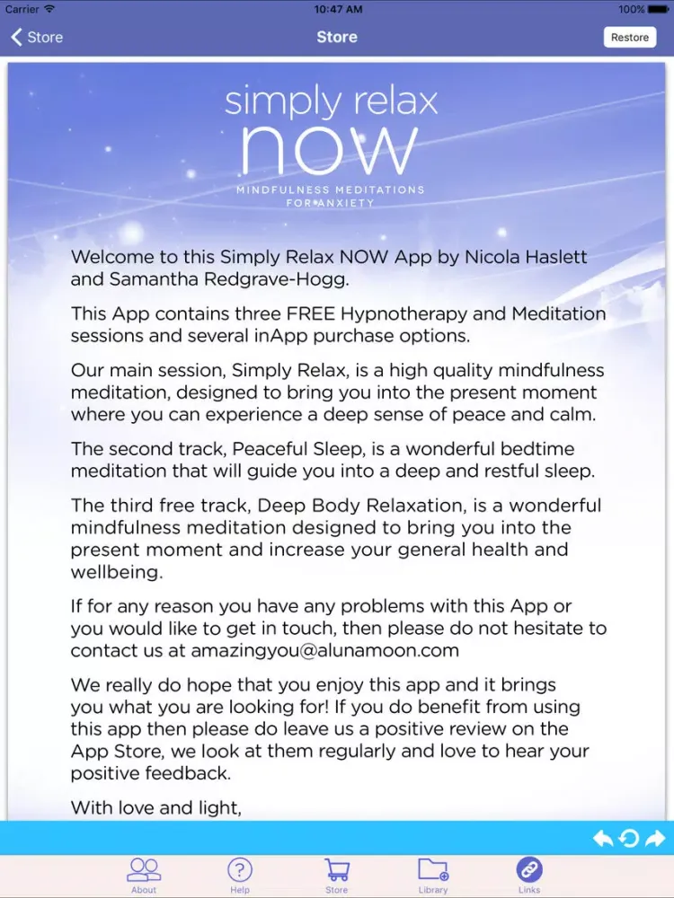 Simply Relax NOW:Mindful Meditations for Anxiety iPad  Screenshots