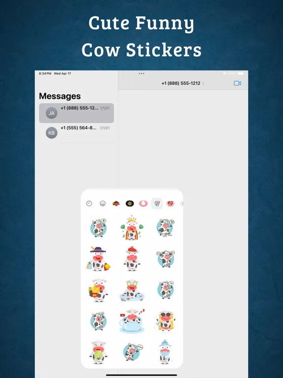 Cute Funny Cow Strickers iPad  Screenshots