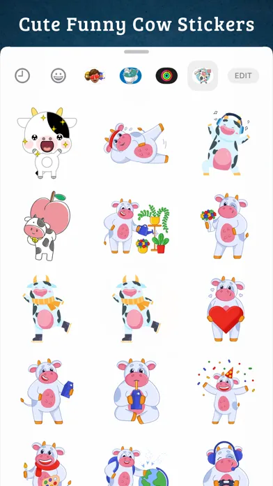 Cute Funny Cow Strickers Screenshots