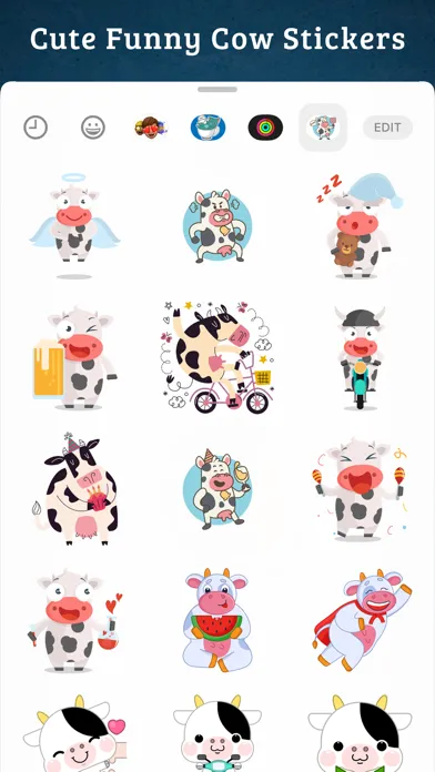 Cute Funny Cow Strickers Screenshots