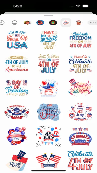 ภาพหน้าจอของ 4th July Stickers Set