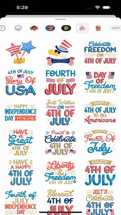 ภาพหน้าจอของ 4th July Stickers Set