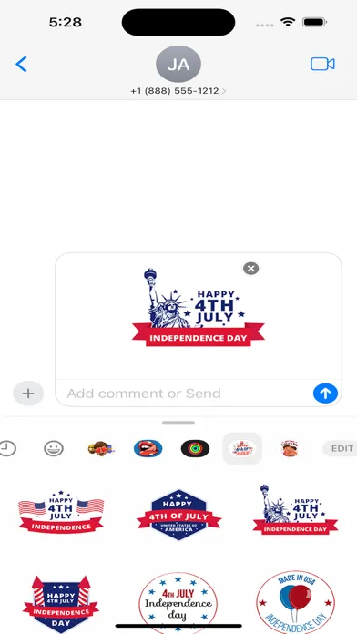 ภาพหน้าจอของ 4th July Stickers Set