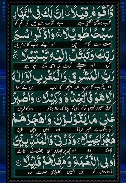 صور Surah Al Muzamil Quran Pak