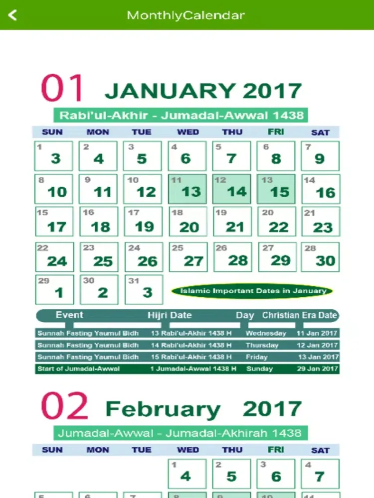 Islamic Calendar 2017 iPad  Ekran Görüntüleri