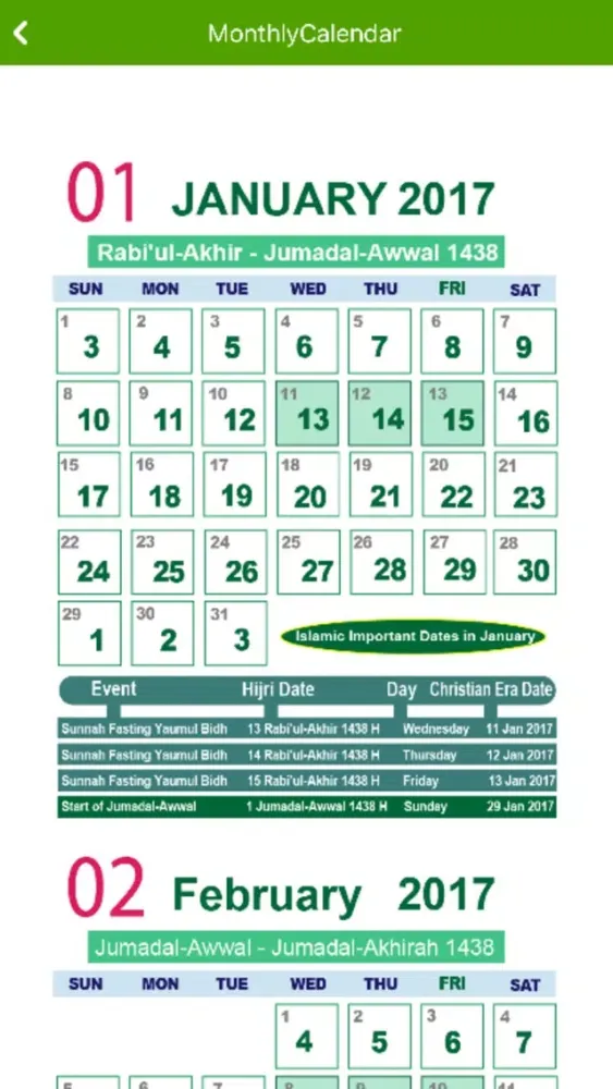 Islamic Calendar 2017 Ekran Görüntüleri