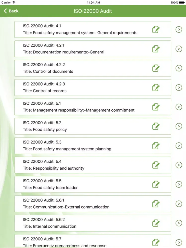 Tangkapan skrin ISO 22000- Internal Food Safety Audit iPad 