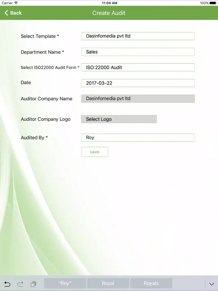 Tangkapan skrin ISO 22000- Internal Food Safety Audit iPad 