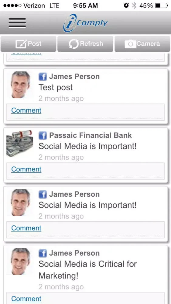 Capturas de tela do i-Comply Social Media Sharing, Protection, Compliance, Archiving and Workflow Approval