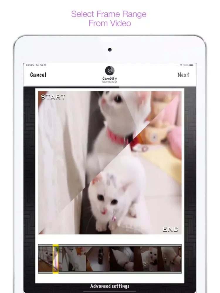 Tangkapan layar CamGify iPad 