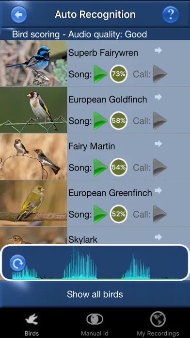 Capturas de pantalla de Bird Song Id Australia - Automatic Recognition
