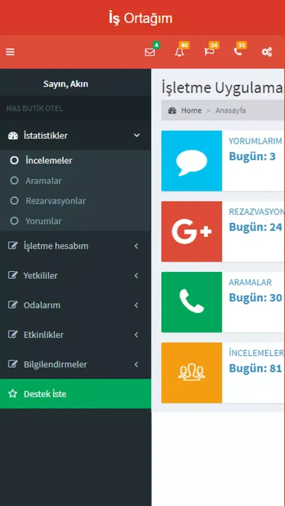 Capturas de tela do İş Ortağım Plus