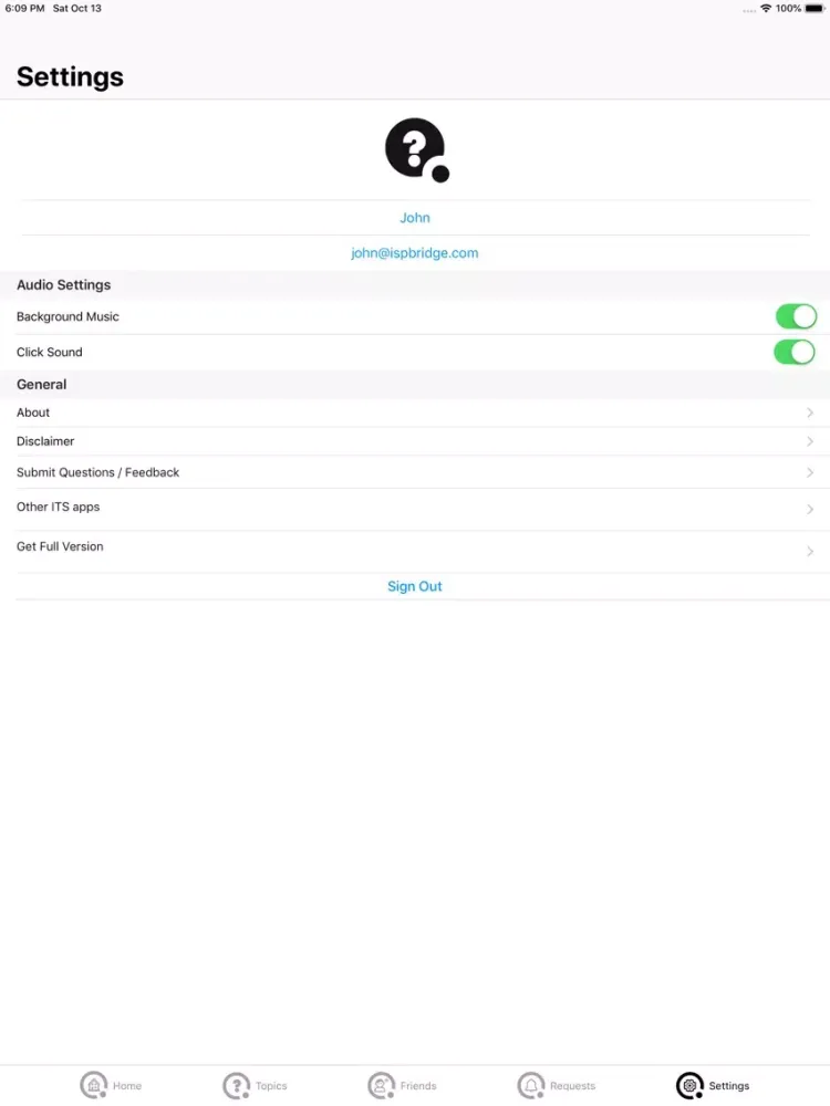 ภาพหน้าจอของ ITS Trivia Lite iPad 