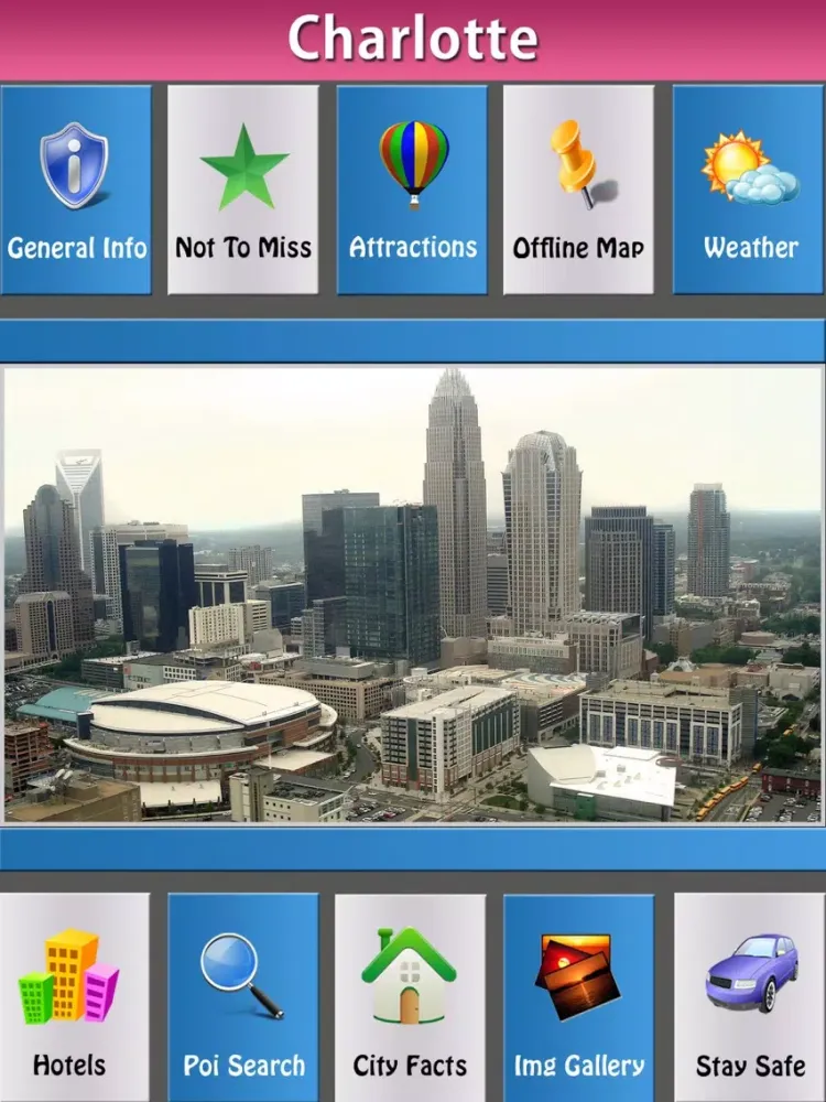 Charlotte Offline Map Guide iPad  Screenshots