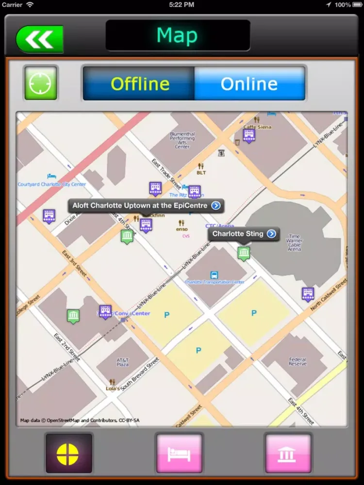 Charlotte Offline Map Guide iPad  Screenshots