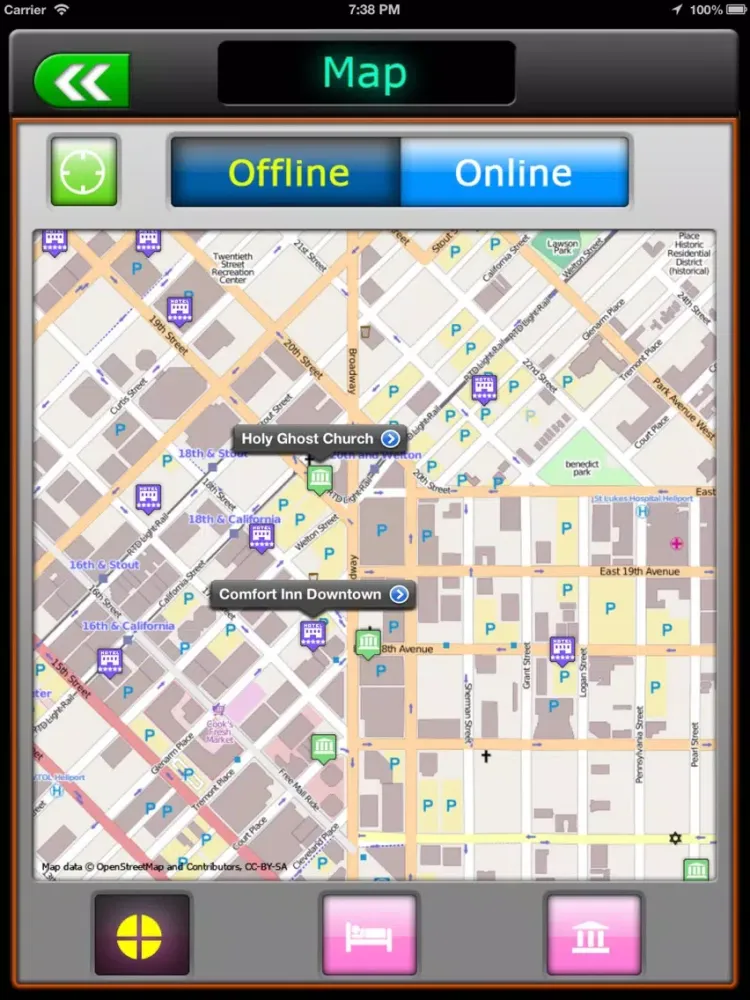 Capturas de tela do Denver Offline Map Guide iPad 