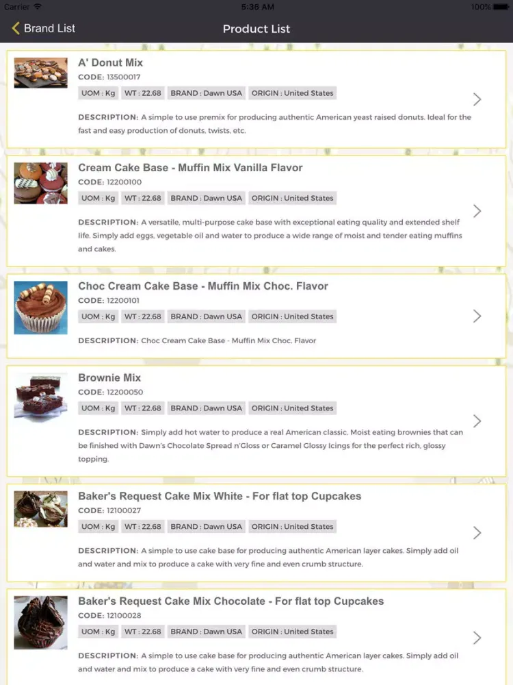 Masterbaker Product Catalog iPad  स्क्रीनशॉट