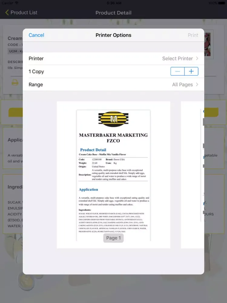 Masterbaker Product Catalog iPad  स्क्रीनशॉट
