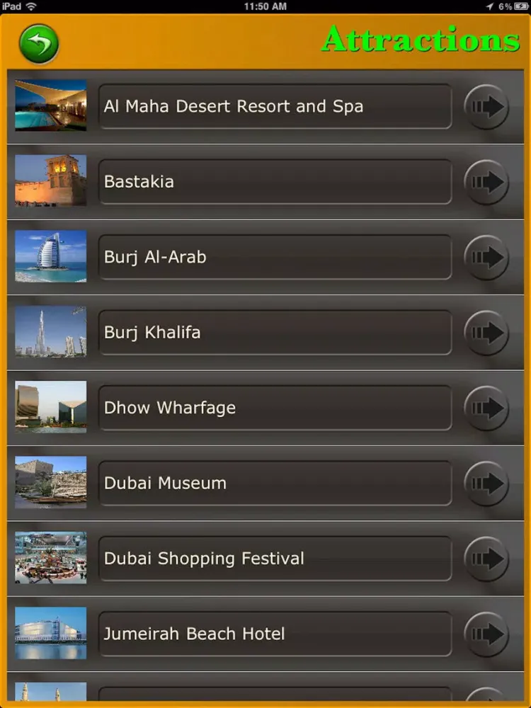 Capturas de tela do UAE Tourism iPad 