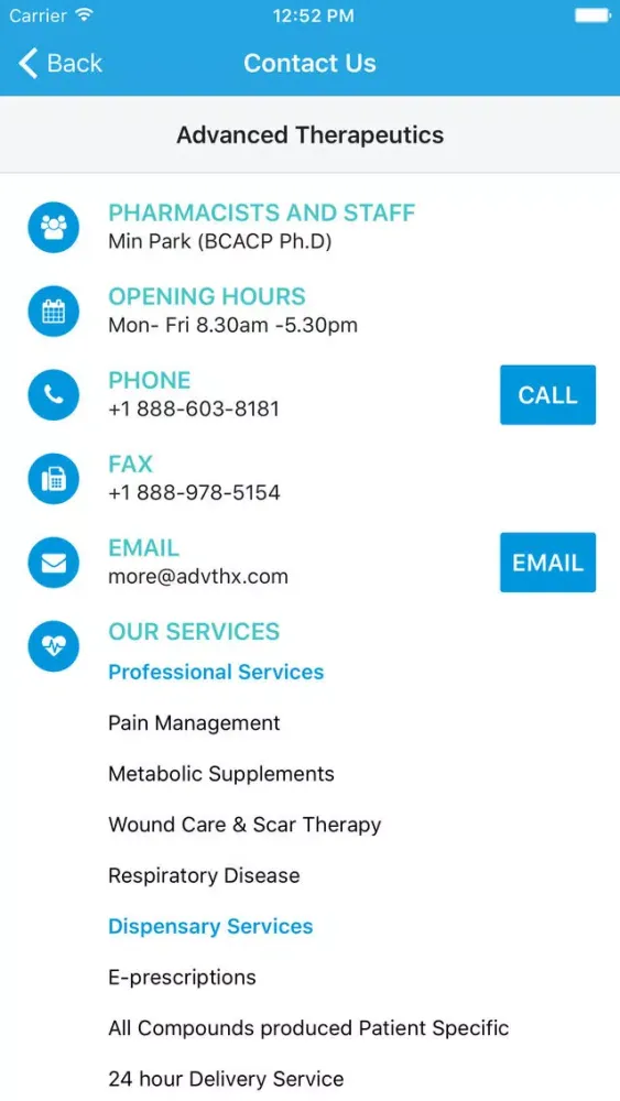 Capturas de tela do Advanced Therapeutics