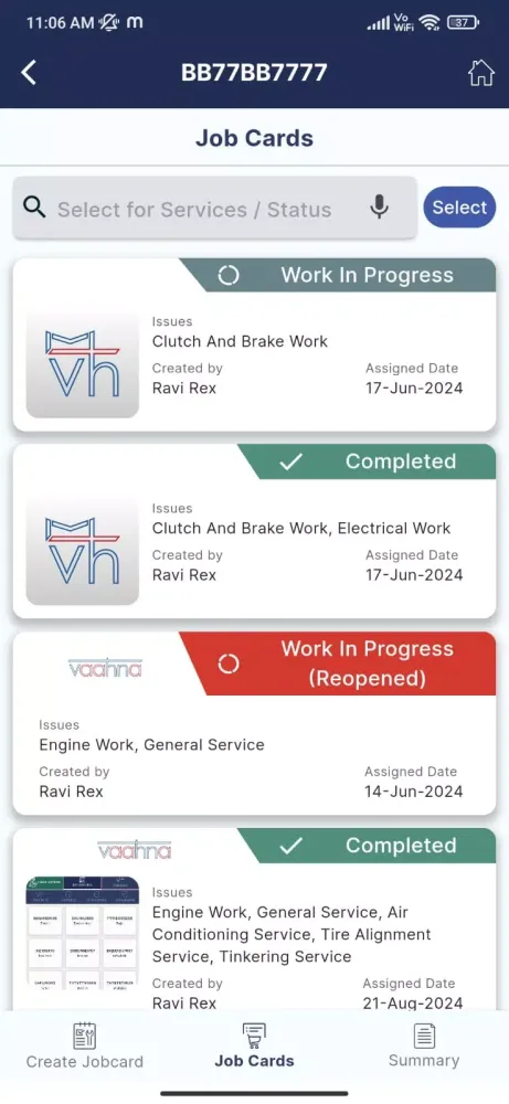 Zrzuty ekranu mVaaHna Private Mechanics app