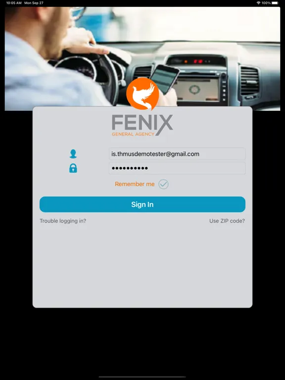 Ảnh chụp màn hình của Fenix GA insurance iPad 