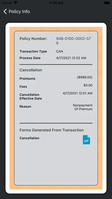 Ảnh chụp màn hình của Fenix GA insurance
