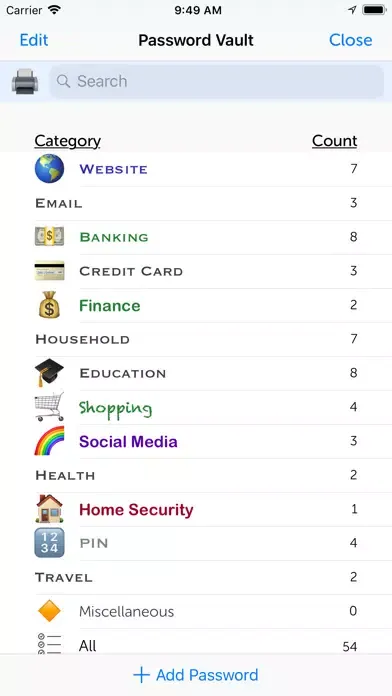 Captures d'écran de iStratus® Password Vault