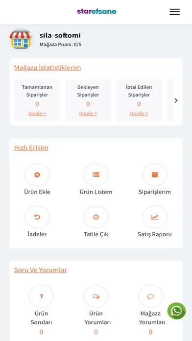 Capturas de pantalla de Starefsane Satıcı Paneli
