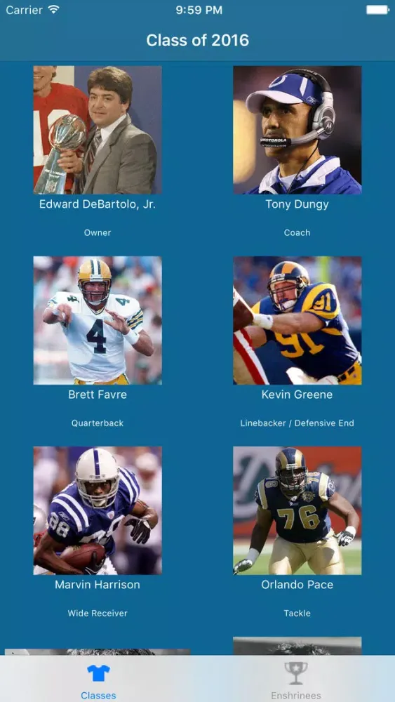 Tangkapan layar Pro Football Hall of Famers