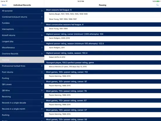 Pro Football Record Book iPad 应用截图