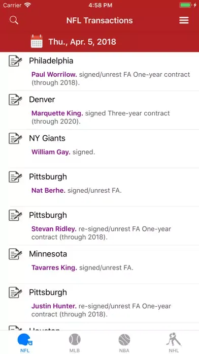 Capturas de pantalla de Sports Wire Transactions