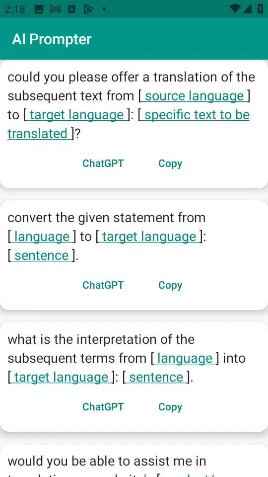 AI Prompter Screenshots