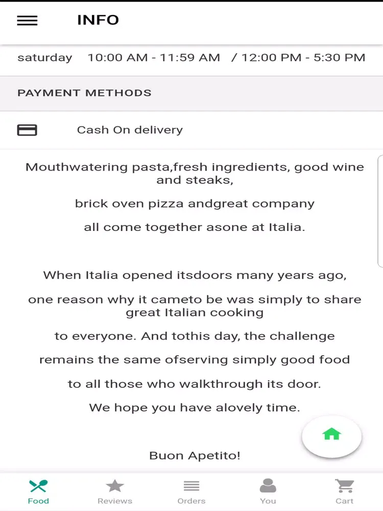 Ảnh chụp màn hình của iTalia Restaurant iPad 