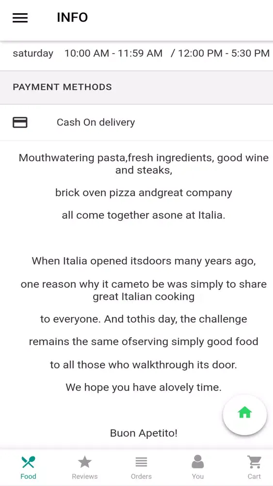 Ảnh chụp màn hình của iTalia Restaurant