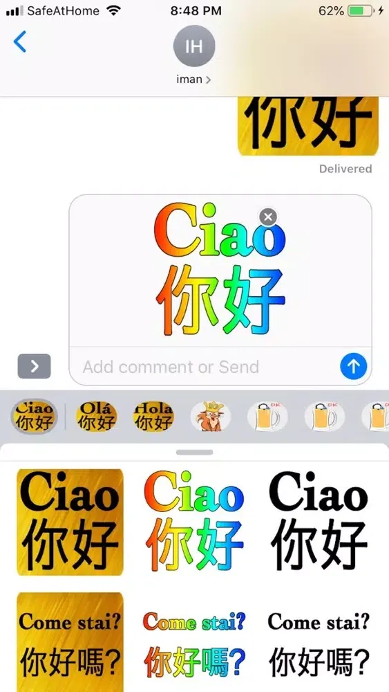 Zrzuty ekranu Italian Chinese